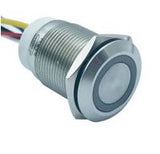 001008 -  19mm Sealed Push button switch with blue LED - vandal resistant switch