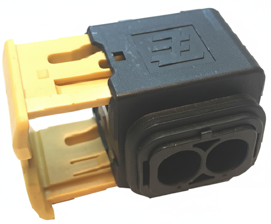 TE Connectivity, 1-1564542-1, AMP, Steckhülsengehäuse, Buchsengehäuse, Socket Housing, 2-polig, 2 Pin, Kodierung, KFZ-Elektrik, Steckverbinder, Signaltechnik