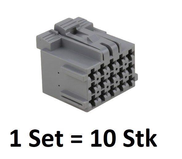 TE Connectivity, 1-967623-6, MQS, Micro Quadlok System, 15-polig, 15-way, Buchsengehäuse, Grau, Grey, Automotive, Signalsteuerung, Receptacle Housing