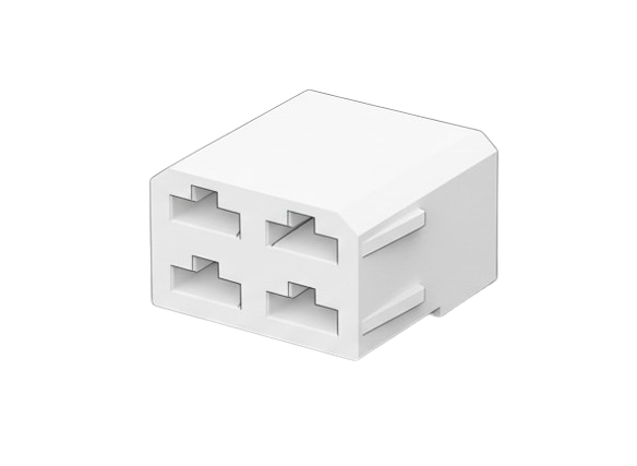 TE Connectivity Steckhülsengehäuse 180900-0 (AMP). 4-poliges Buchsengehäuse für 6,3mm Flachsteckhülsen. Ideal für Hochstrom-Anwendungen in KFZ und Industrie