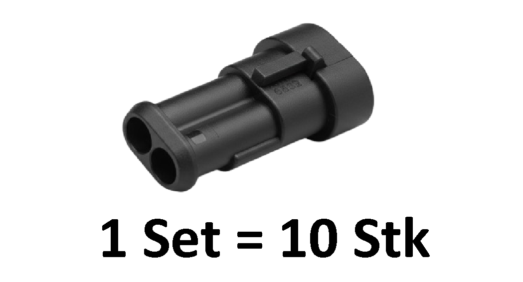 TE Connectivity, 282104-1, AMP Superseal 1.5, 2-polig, Stiftgehäuse, Tab Housing, IP67, Wasserdicht, Automotive Stecker, KFZ Elektrik.