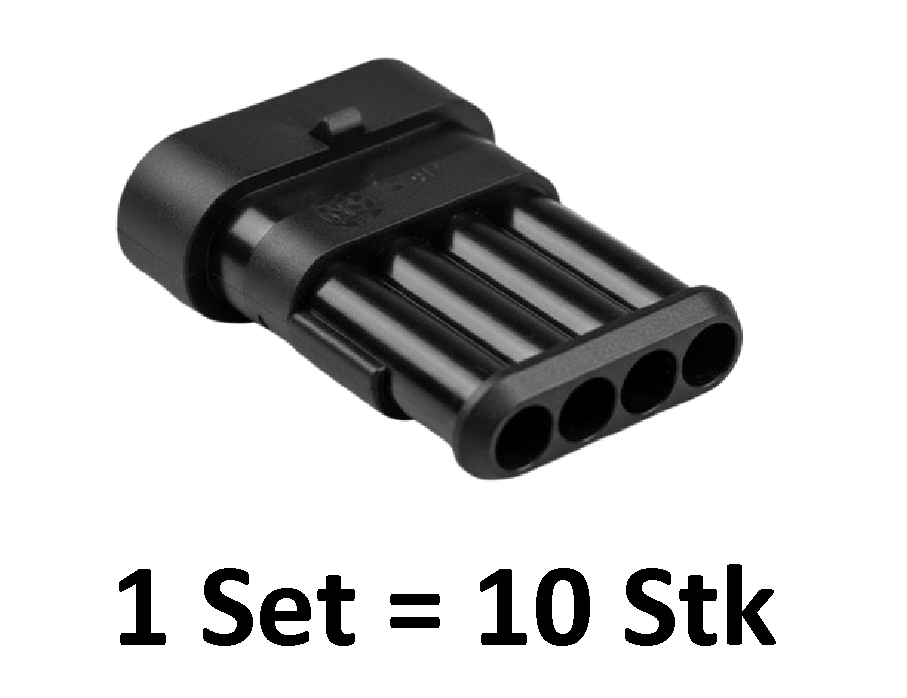 TE Connectivity, 282106-1, AMP Superseal 1.5, 4-polig, Stiftgehäuse, Tab Housing, IP67, Wasserdicht, Motorsport, Agrartechnik, KFZ-Stecker.